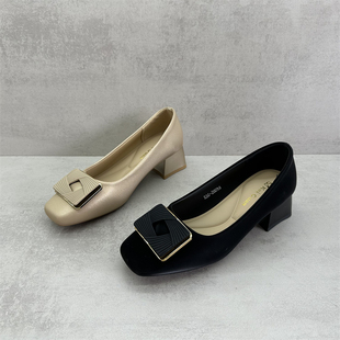 撤柜处理断码女鞋2026春款一脚蹬舒适方头浅口单鞋粗跟日常工作鞋