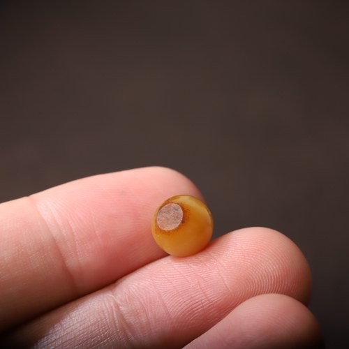 在售9mm圆珠玉珠配珠新疆和田玉黄沁籽料天然原皮