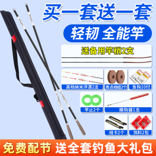 钓鱼竿买一送一官方正品 春水青龙旗舰店全套渔具长节台钓新手套装