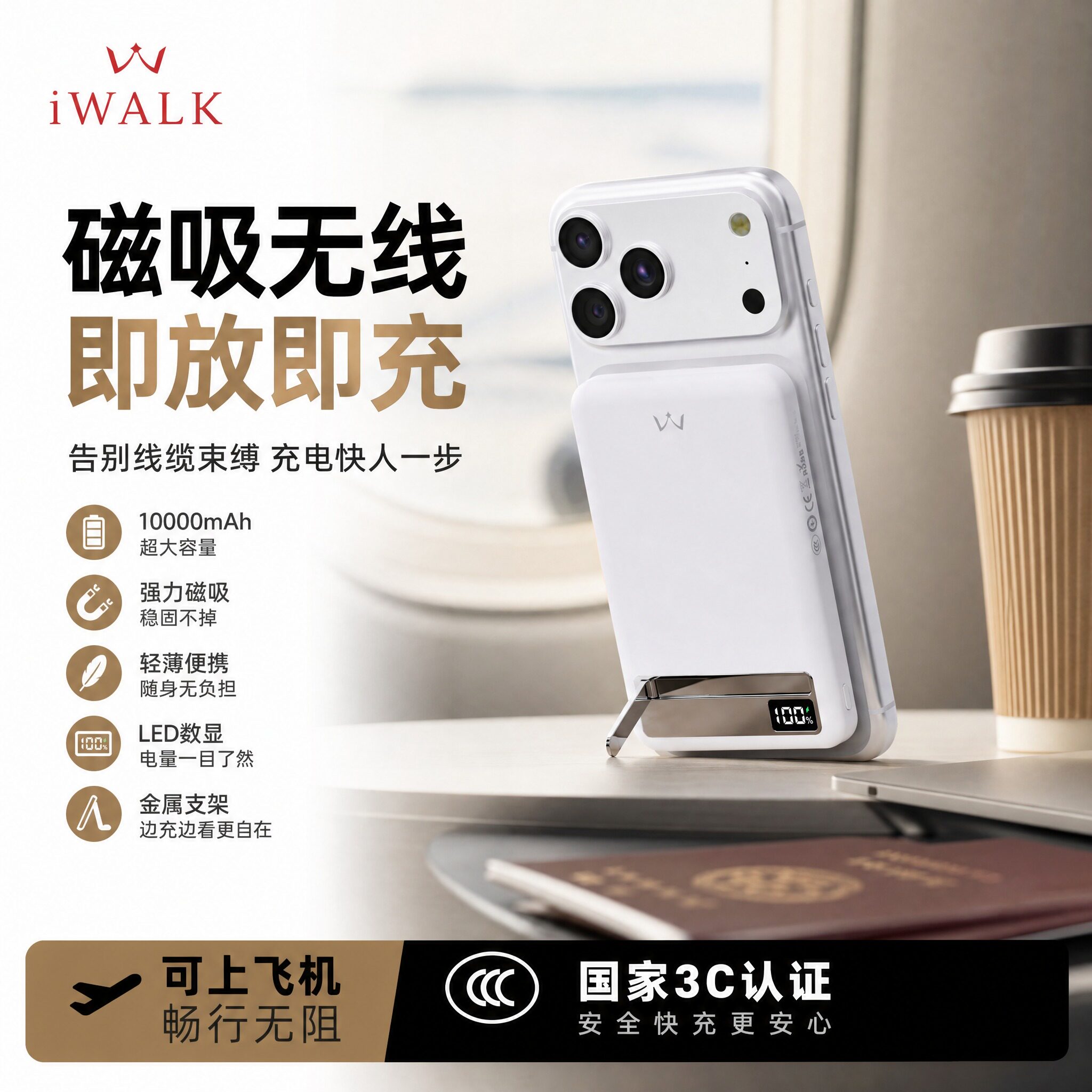 iWALK爱沃可超薄磁吸支架充电宝图片