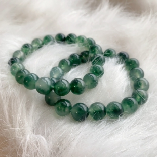 库存老料 大颗粒10mm水草飘花玛瑙玉髓手串每颗珠子带飘花很漂亮