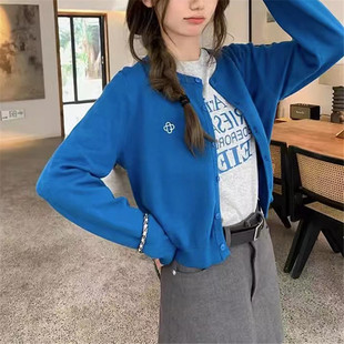 短款针织开衫外套女树莓色毛衣小个子内搭粉色春秋韩系上衣温柔