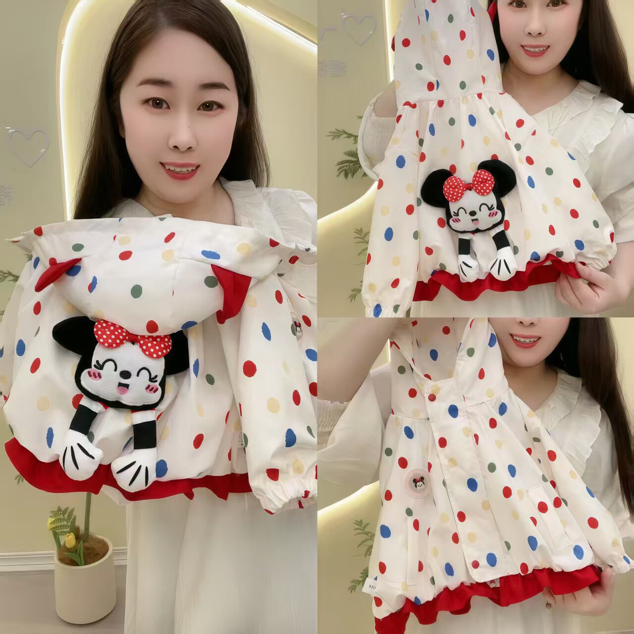 【新品体验】女童春秋季双层卡通外套儿童可爱冲锋衣网红外出服