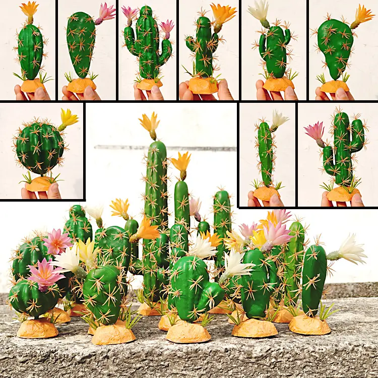 仿真仙人掌配花爬宠饲养箱造景植物沙漠鬃狮蜥蜴摆件爬宠缸造景