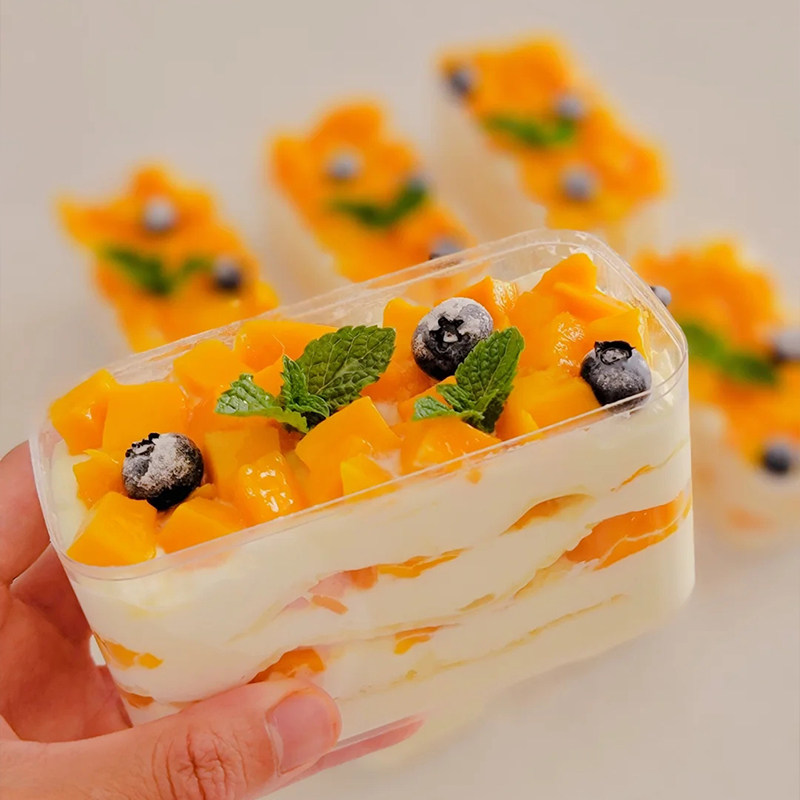 豆乳盒子长方形透明提拉米苏千层慕斯蛋糕烘焙甜品饼干点心包装盒