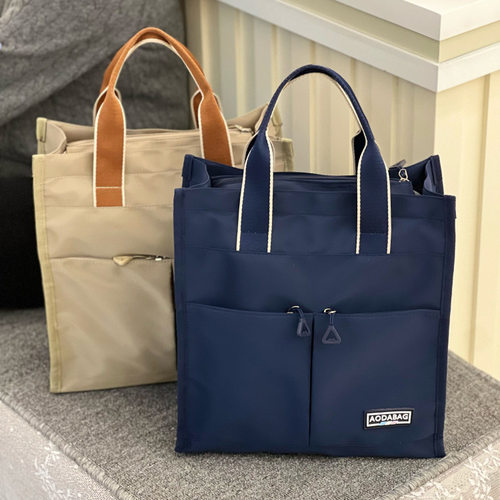 新款加大多口袋多功能手提文件袋学生餐盘包大容量书袋资料袋妈咪