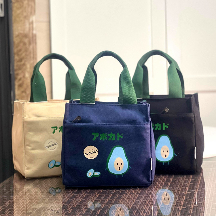 新款日系简约加厚帆布多层手提饭盒包上班通勤便当包妈咪包零食袋,收纳整理,饭盒袋,淘宝优惠券,粉丝福利购,淘宝优惠卷