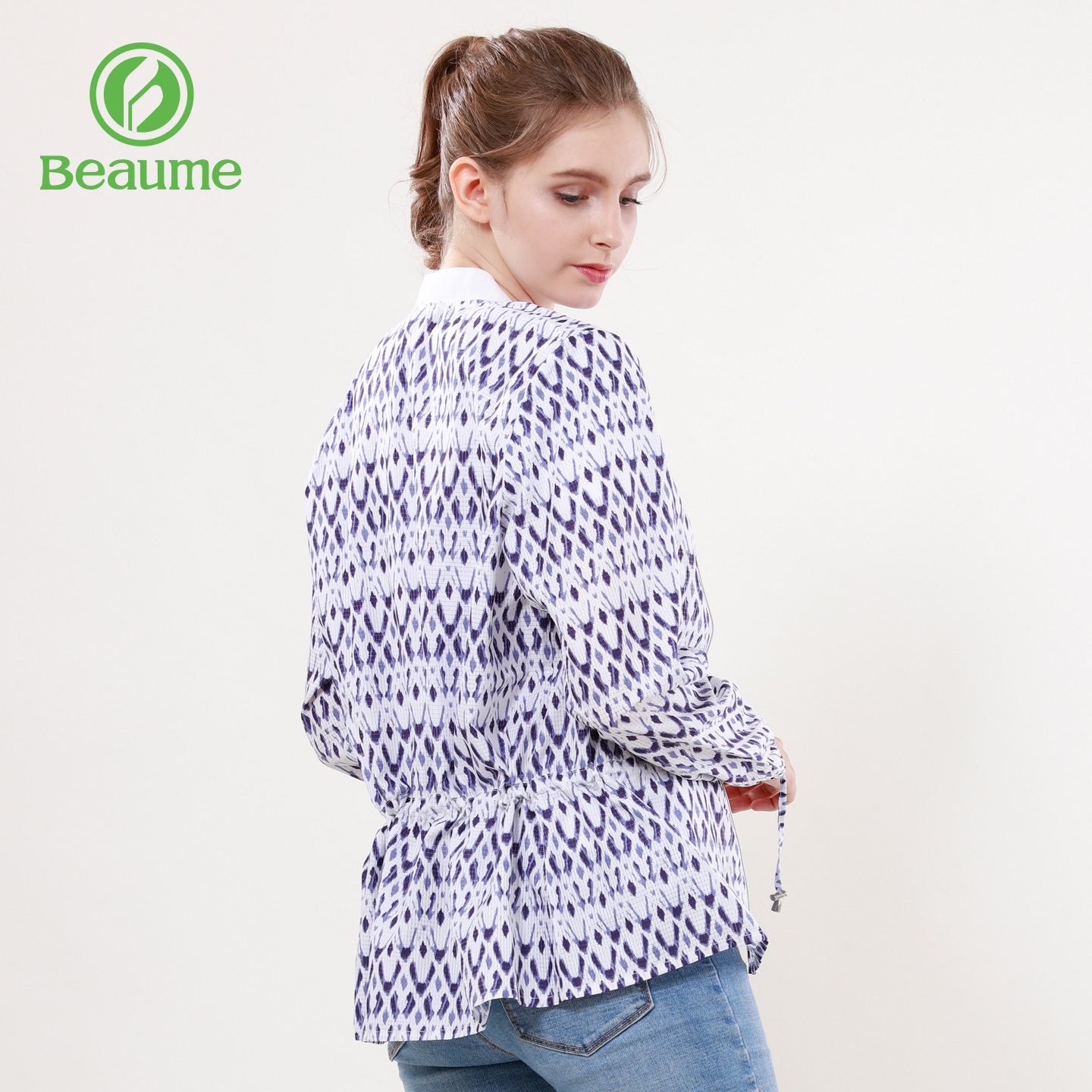 Beaume轻薄透气皮肤衣女立领印花轻量夹克夏户外遮阳收腰显瘦外套