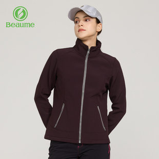 Beaume防风夹克女装 保暖抓绒户外防泼水登山服软壳衣立领外套上衣