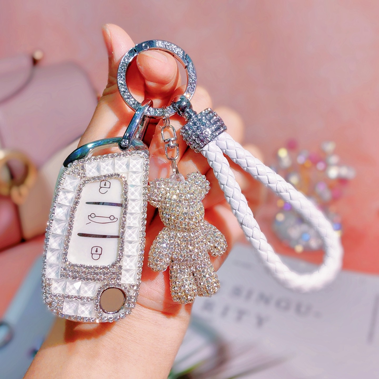 后配改装钥匙套DS款折叠大师铁将军标致雪铁龙C4L保护壳包扣镶钻