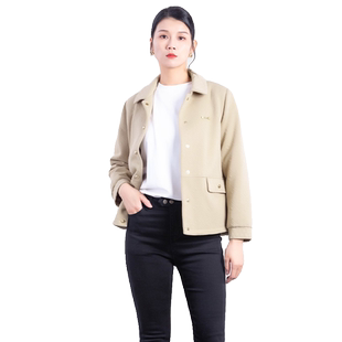 科尚外套女小个子2026春装新款米色上衣宽松百搭休闲翻领显瘦外套