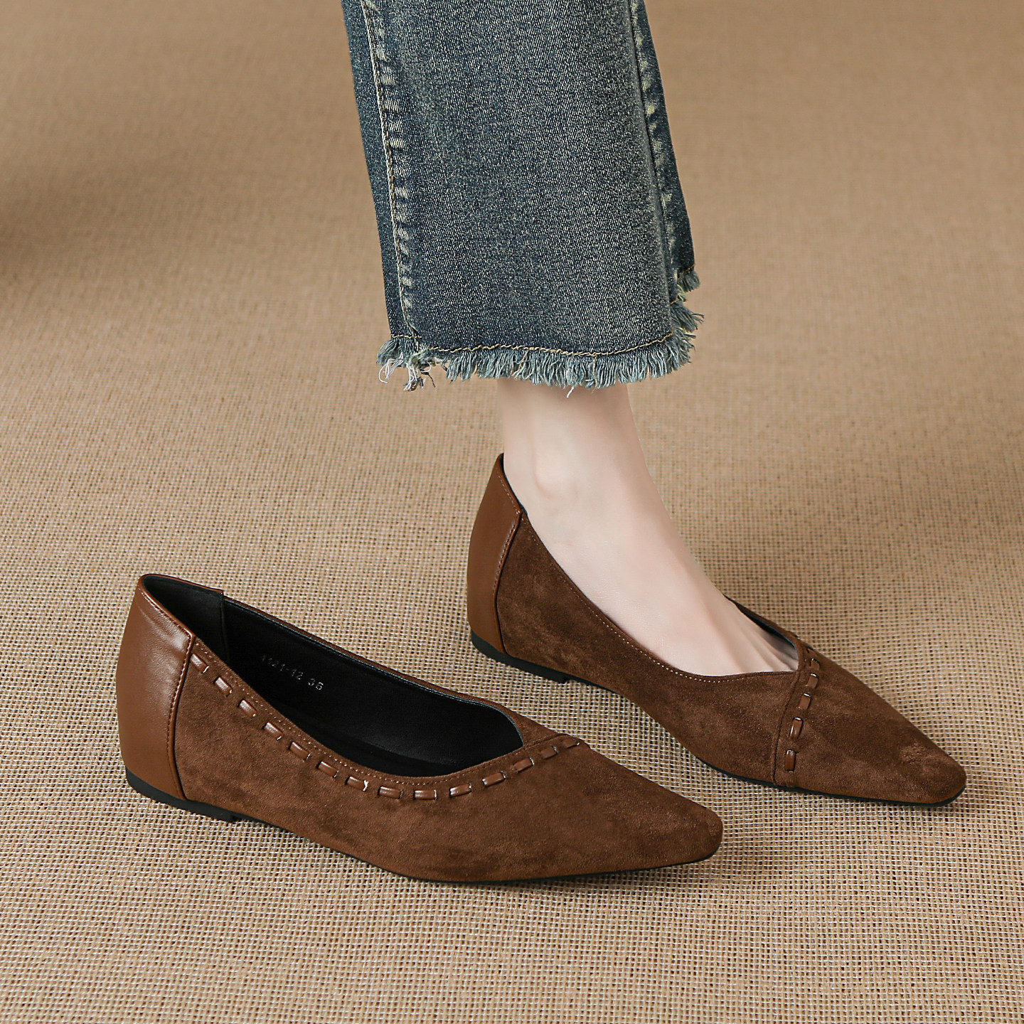 羊皮版巨好看浅口单鞋女2025秋季新款百搭绝美不累脚内增高平底鞋,女鞋,浅口单鞋,淘宝优惠券,粉丝福利购,淘宝优惠卷