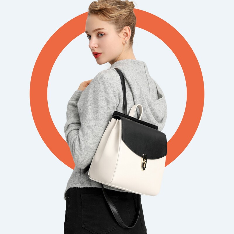 双肩包女2026新款时尚百搭真皮牛皮多夹层旅行轻便洋气女士背包