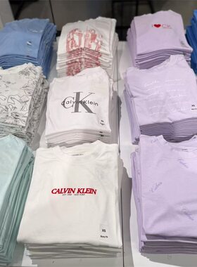 YANYAN美国代购Calvin Klein/CK女士圆领T恤纯棉舒适柔软休闲短袖