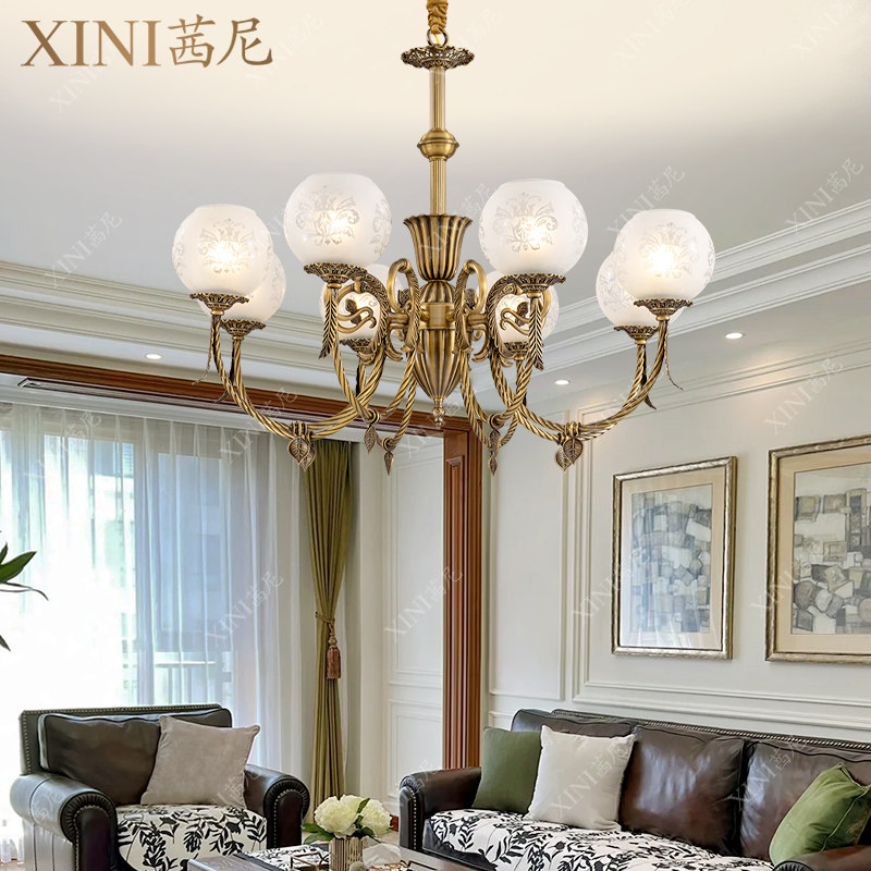 新品法式全铜吊灯复古美式中古风高级感客厅吊灯餐厅卧室书房灯具,家装灯饰光源,客厅吊灯,淘宝优惠券,粉丝福利购,淘宝优惠卷
