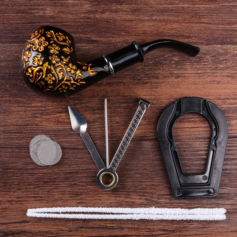 刻花两用烟斗入门级烟锅旱烟袋过滤芯烟嘴可拆卸可清洗烟袋男士