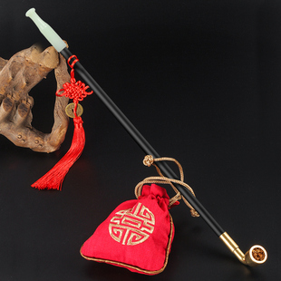 老式传统烟斗旱烟杆黄铜烟锅实木烟杆男士加长玉石烟嘴杆烟具配件