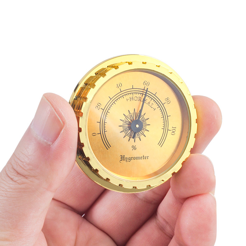 53mm金色齿轮边湿度计无需电池雪茄盒乐器装饰琴盒便携式湿度表