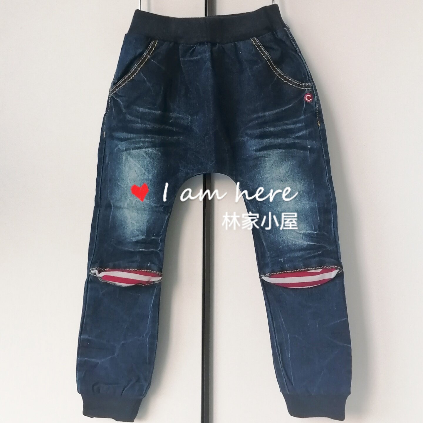 韩版clan-c潮牌cc儿童装男女童宝宝春秋款帅气大pp牛仔裤长裤子