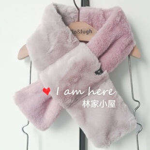 韩版云朵小雨伞moimoln儿童装女童宝冬款藕粉色拼接毛毛围巾围脖