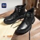 马丁靴男款 厚底增高低帮工装 鞋 海澜之家2026新款 黑色男鞋 秋冬加绒