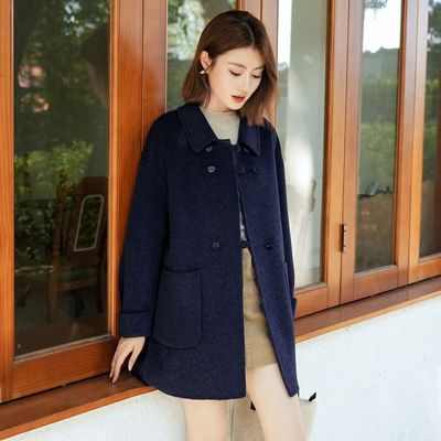 妖猪2025新款秋冬双面羊绒大衣女高级感中长款娃娃领一手长毛呢外