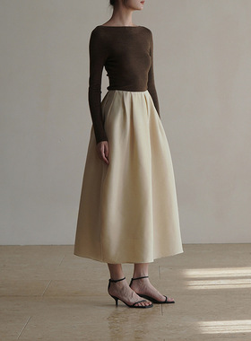 妖猪优雅经DIAN伞裙 蓬松空气感羊毛大摆半身裙 中长裙女