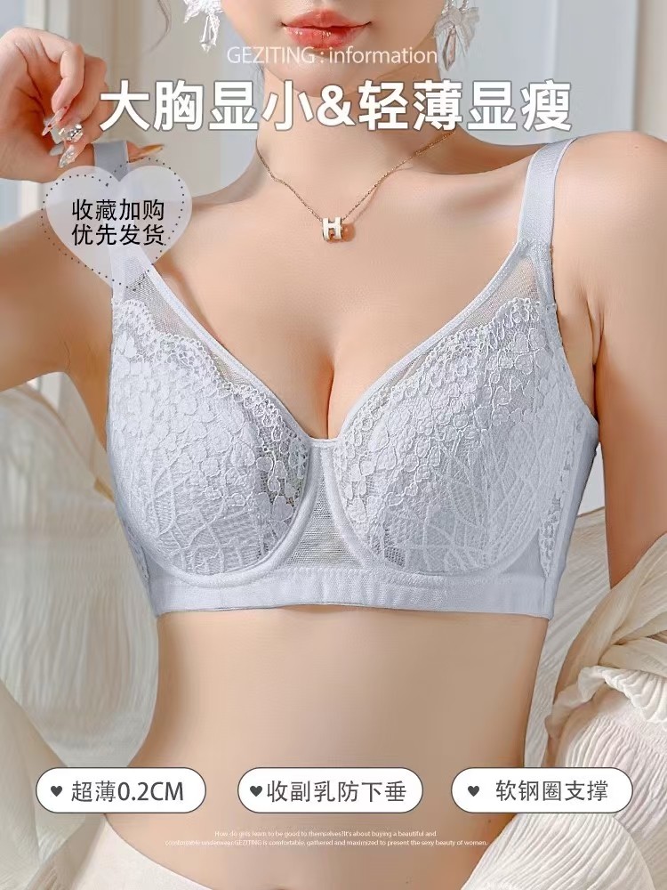 2025新款内衣女超薄大胸显小蕾丝聚拢收副乳防下垂调整型文胸罩,女士内衣/男士内衣/家居服,文胸,淘宝优惠券,粉丝福利购,淘宝优惠卷
