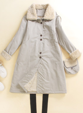 冬装加绒保暖棉服女中长款