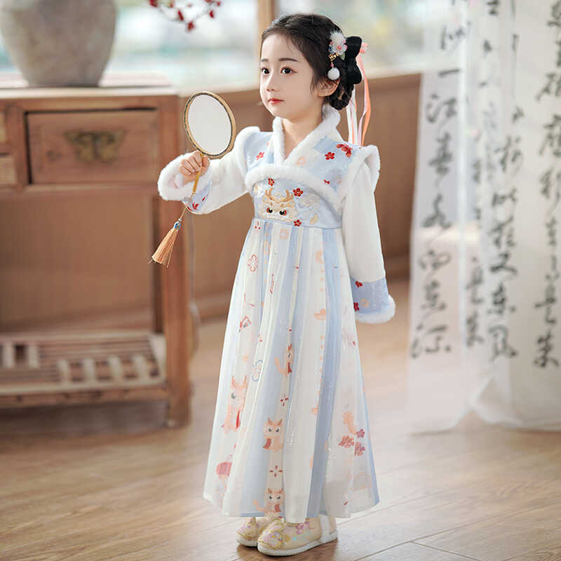 理想汉服女童龙宝宝连衣裙秋冬加汉服