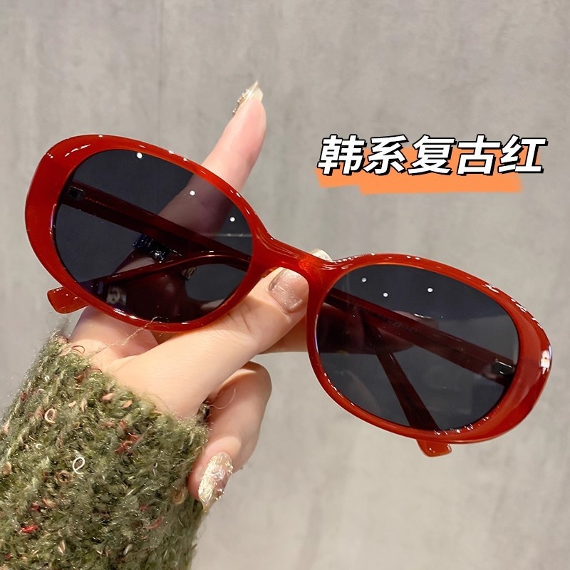 韩系红色墨镜2025新款太阳镜女款拽姐防紫外线大框显脸小偏光眼镜