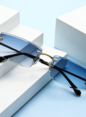 6078跨境新款无框切边太阳镜女 2024欧美嘻哈摩登墨镜SUNGLASSES