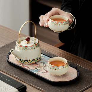 敦煌文创一壶二杯泡茶具套组迷你办公室一人饮小泡茶壶喝茶杯茶盘