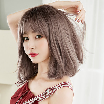 假发女短发自然蓬松锁骨发新式发套卷发中长假发梨花头齐肩假发套 虎窝淘