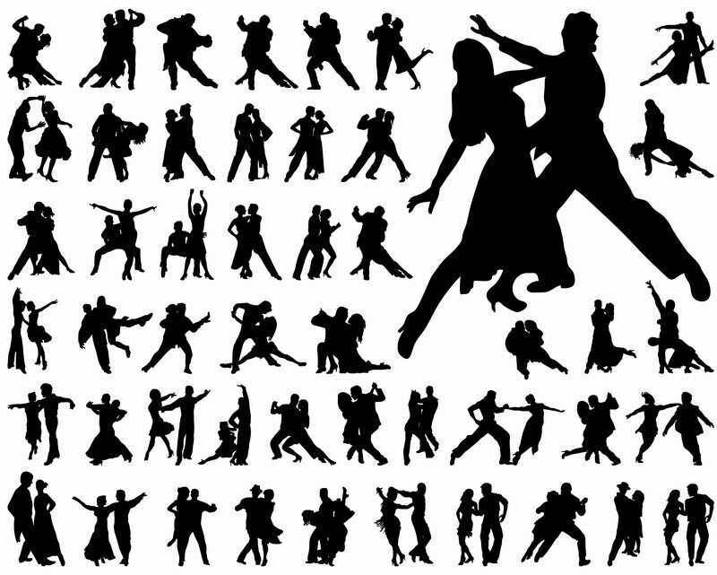 a445拉丁舞舞蹈人物黑白剪影eps矢量图平面设计素材