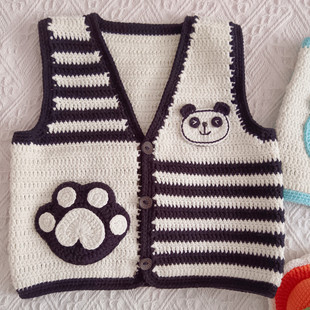 新妈咪手作呆萌趣味小马甲手工DIY编织钩针毛线团自制背心成品
