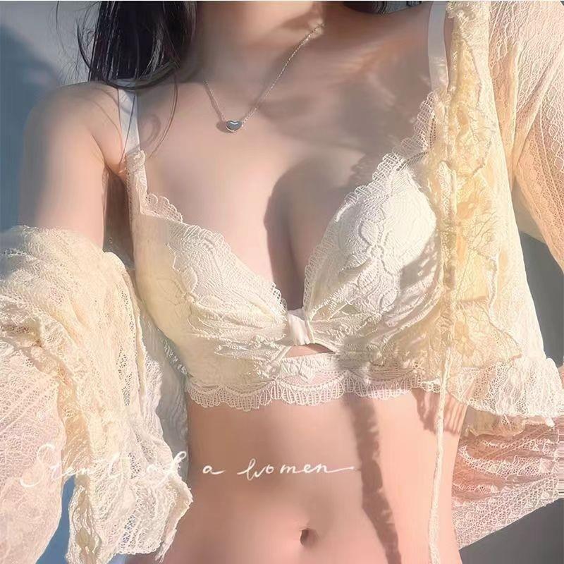 性感蕾丝内衣女小胸聚拢显大收副乳胸罩防下垂上托少女纯欲文胸夏