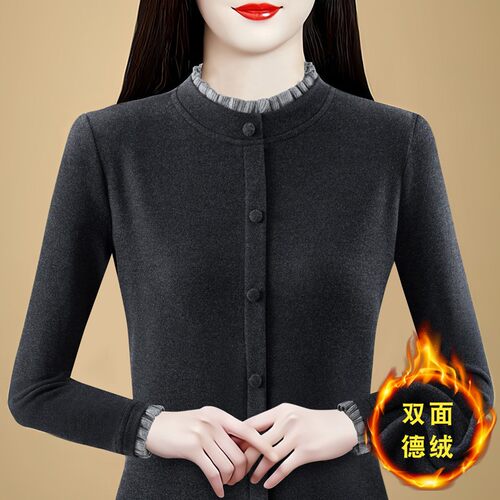 德绒发热保暖内衣女加厚加绒上衣冬新款时尚超舒服内搭高级打底衫