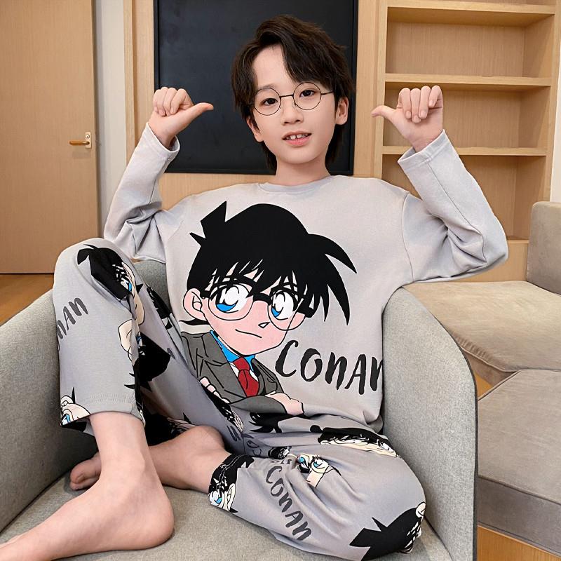 睡衣男童青少年春秋款2024纯棉长袖动漫卡通中大童儿童家居服套装