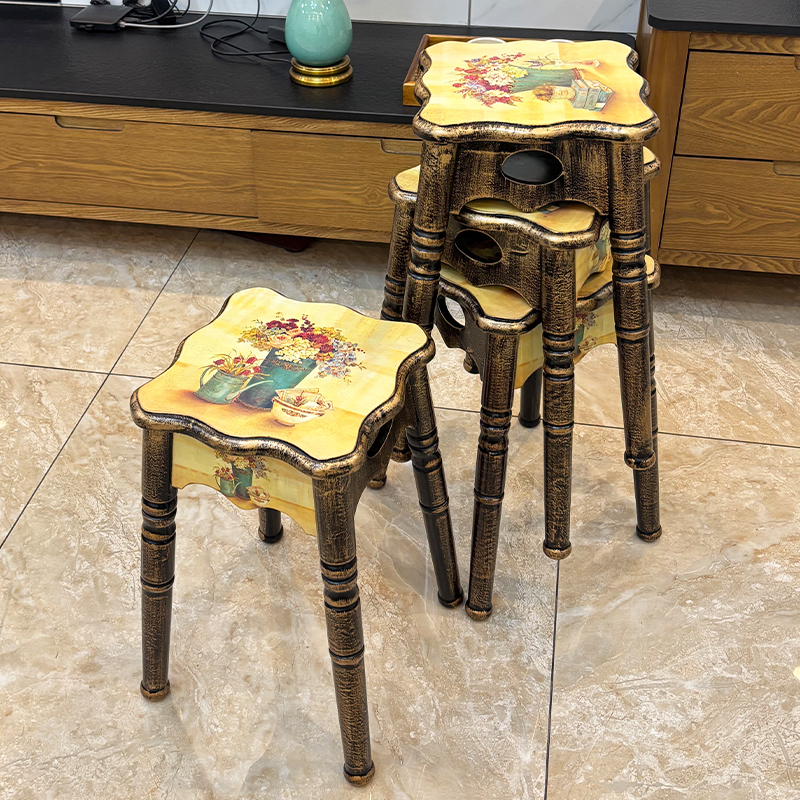 美式乡村波浪形小凳子46厘米高凳