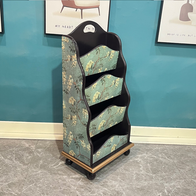 欧式四层书房报架木质杂志架商用大客厅创意报刊落地置物资料收纳