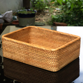 越南藤编收纳筐手工编织篮桌面零食化妆品收纳盒天然植物秋藤编织