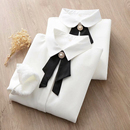 韩版 加绒学生秋季 女长袖 文艺小清新领结系带蝴蝶结宽松雪纺白衬衫