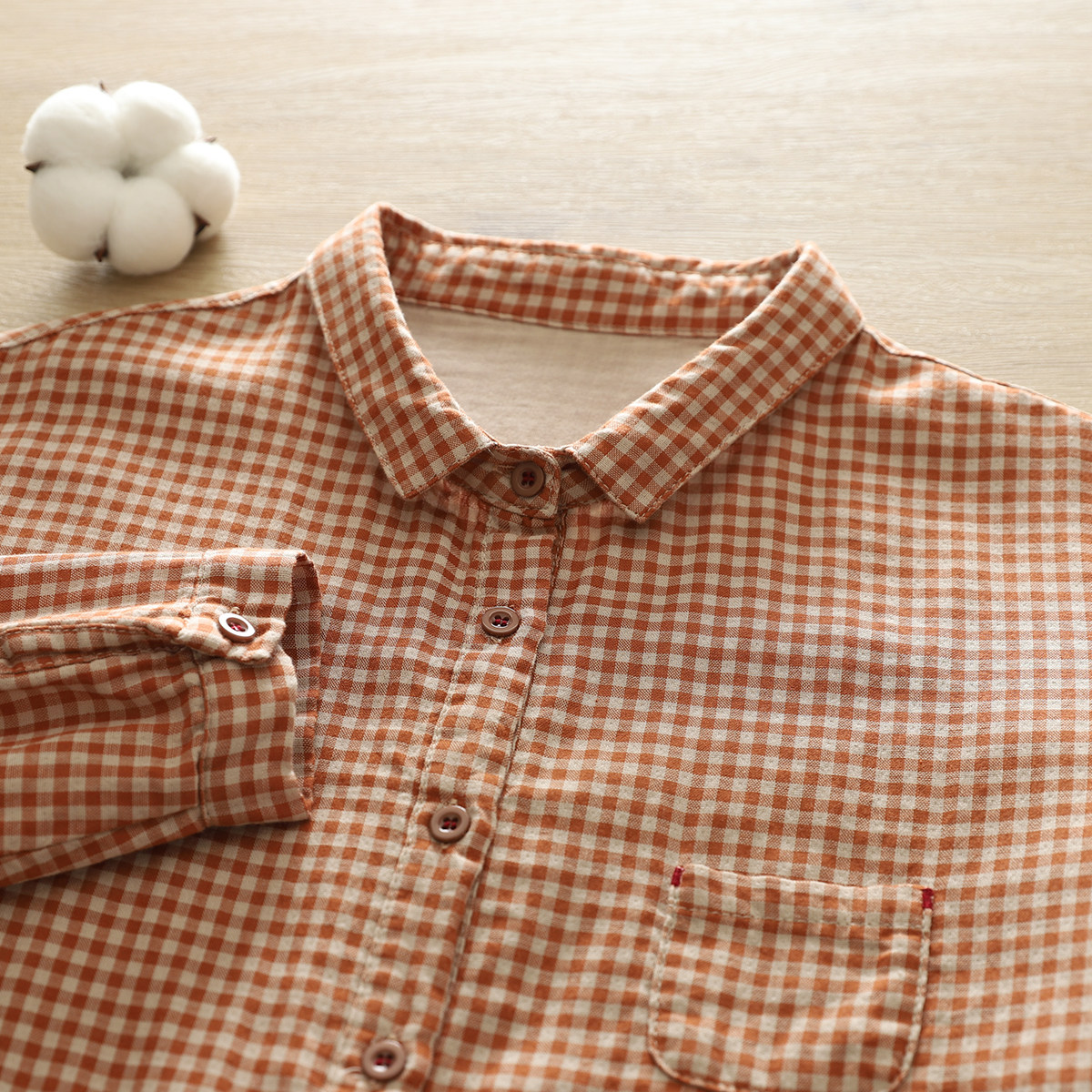 文艺小清新宽松全棉衬衣女长袖冬