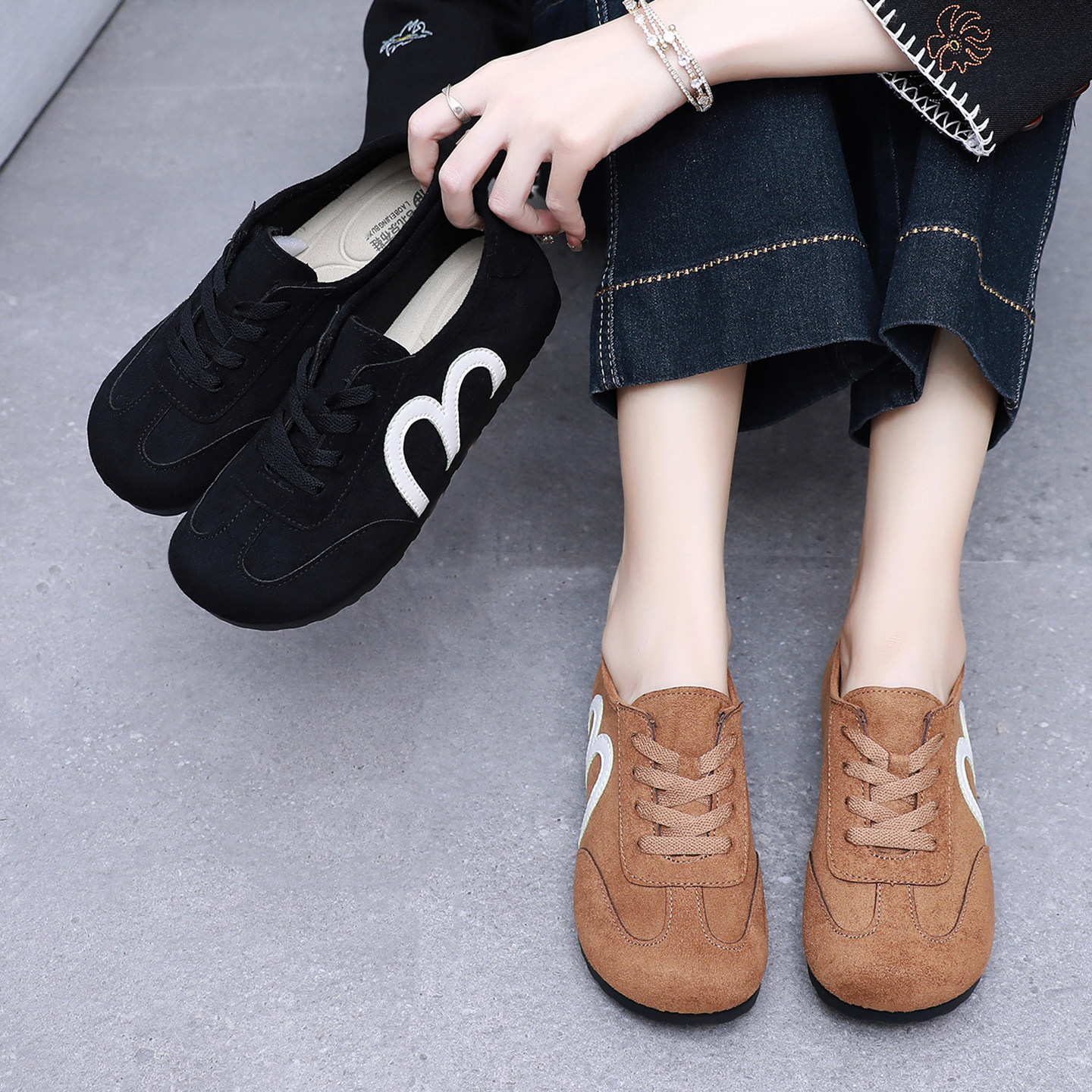 老北京布鞋女秋季2025新款百搭德训鞋厚底软底板鞋豆豆鞋运动单鞋,女鞋,时尚休闲鞋,淘宝优惠券,粉丝福利购,淘宝优惠卷