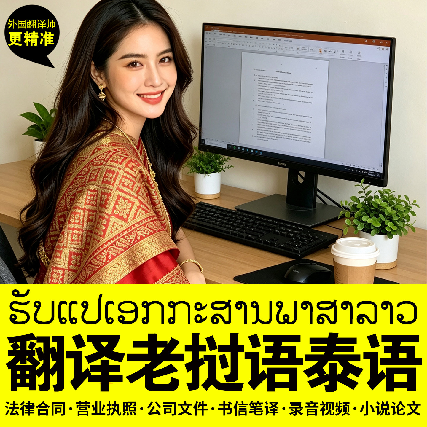 老挝语翻译泰语英语越南缅甸语法律合同人工视频简历聊天公司文件