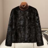 憨厚皇后2025秋冬新款 拼貂大衣 圆领名媛风裘皮外套海宁轻奢风女式