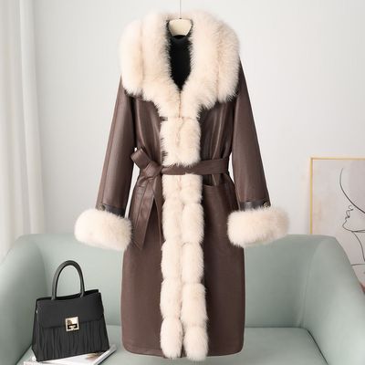 憨厚皇后2025秋冬新款大码狐狸毛领皮草外套填充鹅绒长款羽绒服女