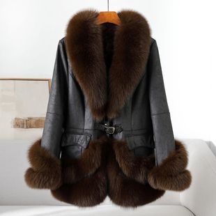 憨厚皇后2025冬季新款狐狸毛领皮草外套内里兔皮毛一体爆款冬装女