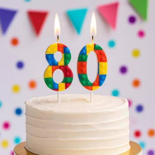 网红简约积木数字蜡烛蛋糕装饰插件生日派对烘焙装扮摆件配件